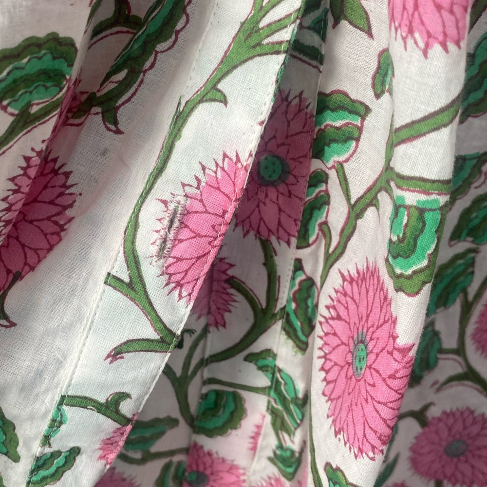 NWT Dzubi Hand Block Printed Maxi Button Down Shirt Dress Womens L Floral Boho - Picture 10 of 11